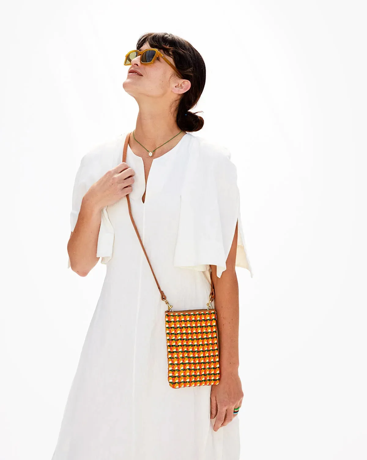 Clare V. - Poche in Marigold, Cherry Red, Evergreen & Cream Rattan