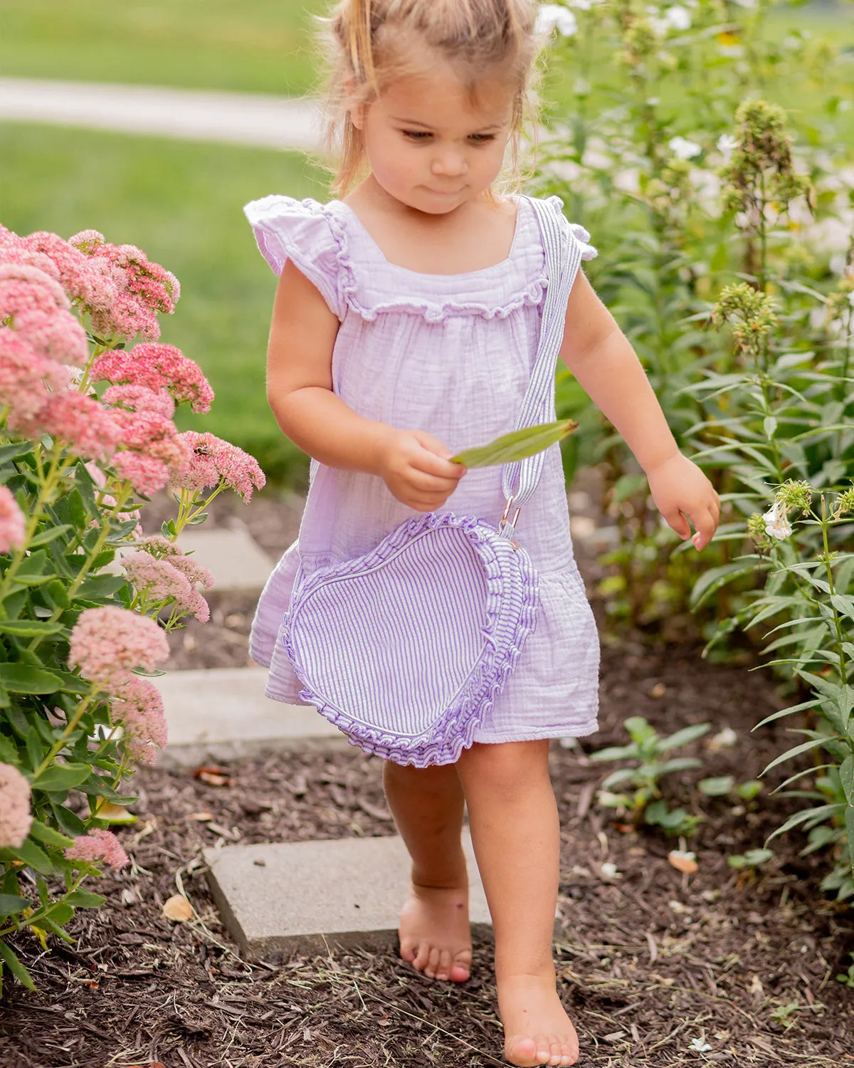Heart Purse- Seersucker Lavender