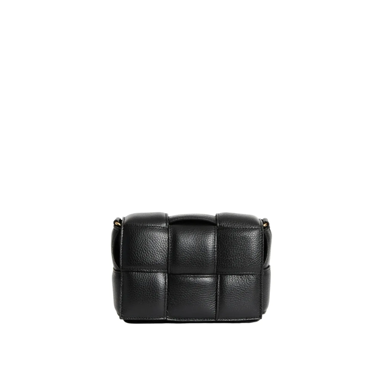 Margot Leather Woven Bag - Black