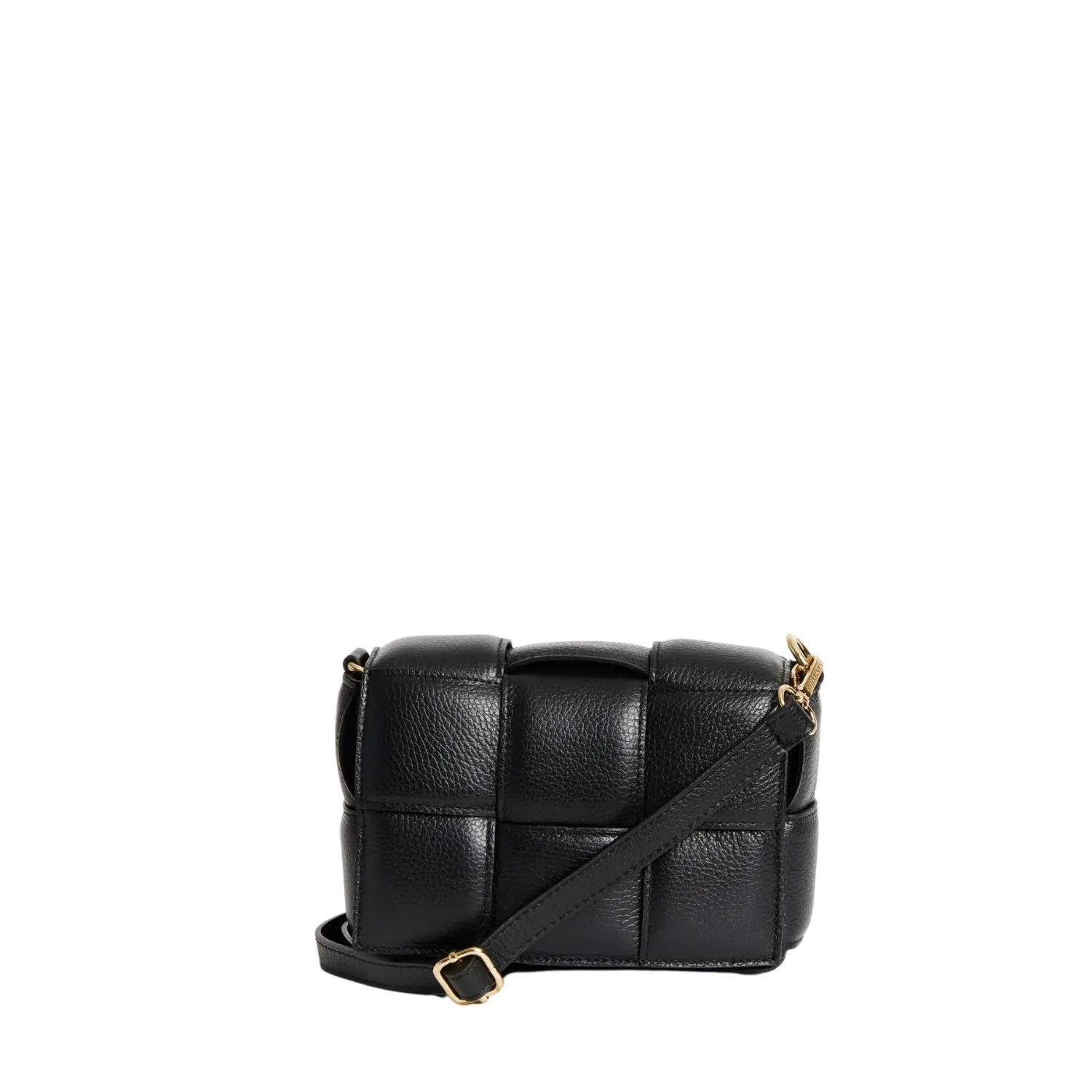 Margot Leather Woven Bag - Black